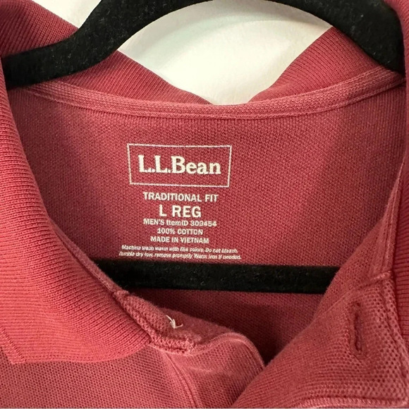 L.L. Bean Men's Traditional Fit Short Sleeve Maroon Polo Shirt Size L Reg GUC - Picture 3 of 5